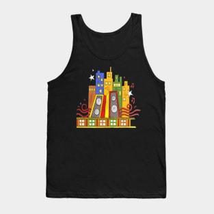 colourful buildings, indian style, phad painting, handmade Tank Top